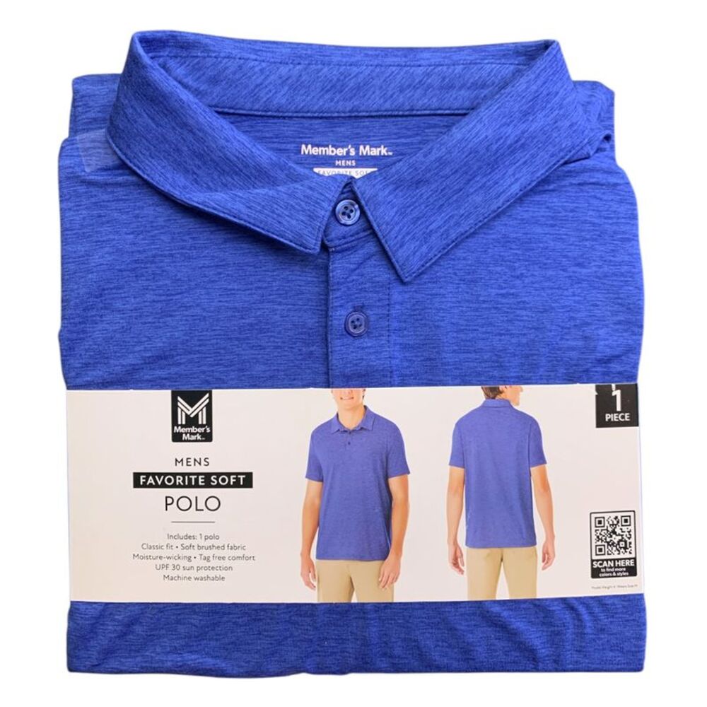 Blue - Member's Mark Mens Favorite Soft Polo, Classic Fit, Tag-Free, Polyester B